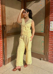 Butter Yellow Cotton Schiffli Coord